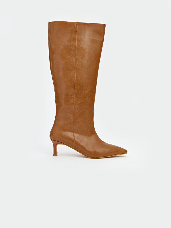 Deri Görünümlü Kadın Çizme - Görsel 3