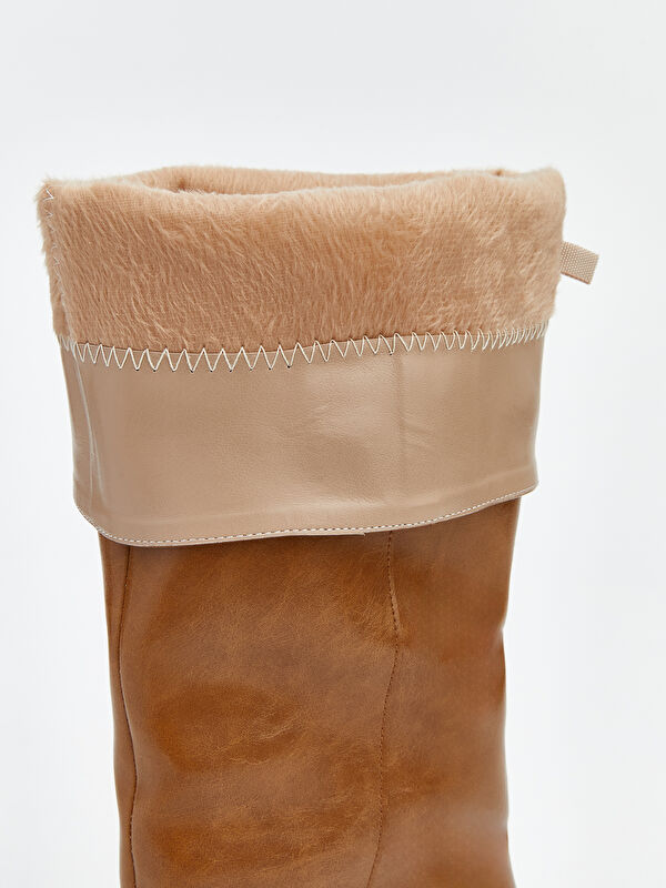 Deri Görünümlü Kadın Çizme - Görsel 7