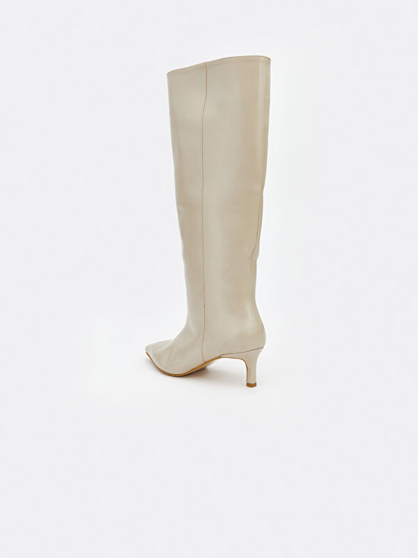 Deri Görünümlü Kadın Çizme - Görsel 6