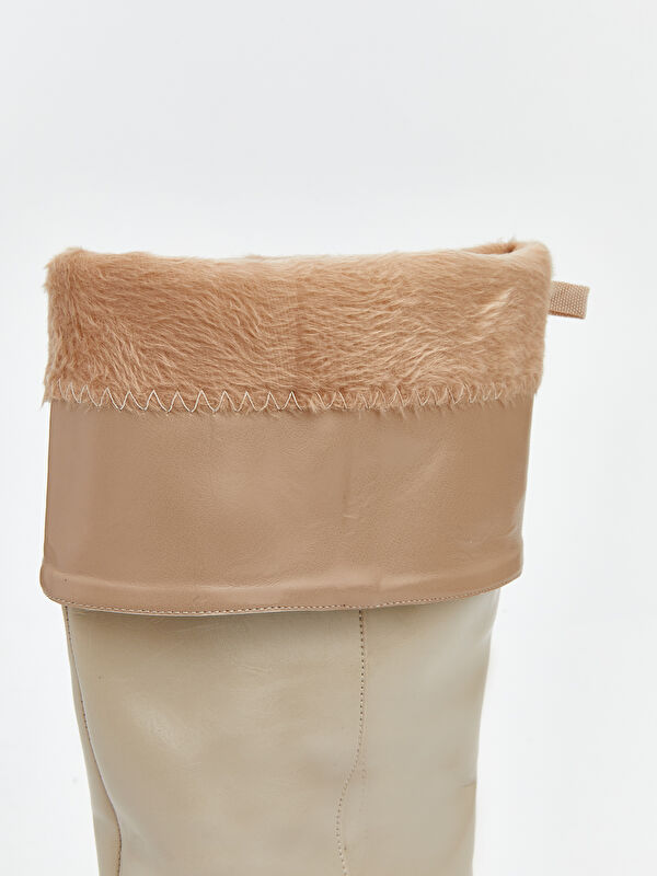 Deri Görünümlü Kadın Çizme - Görsel 7