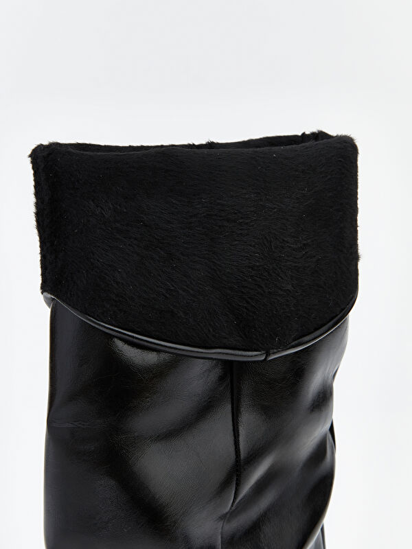 Deri Görünümlü Kadın Çizme - Görsel 7