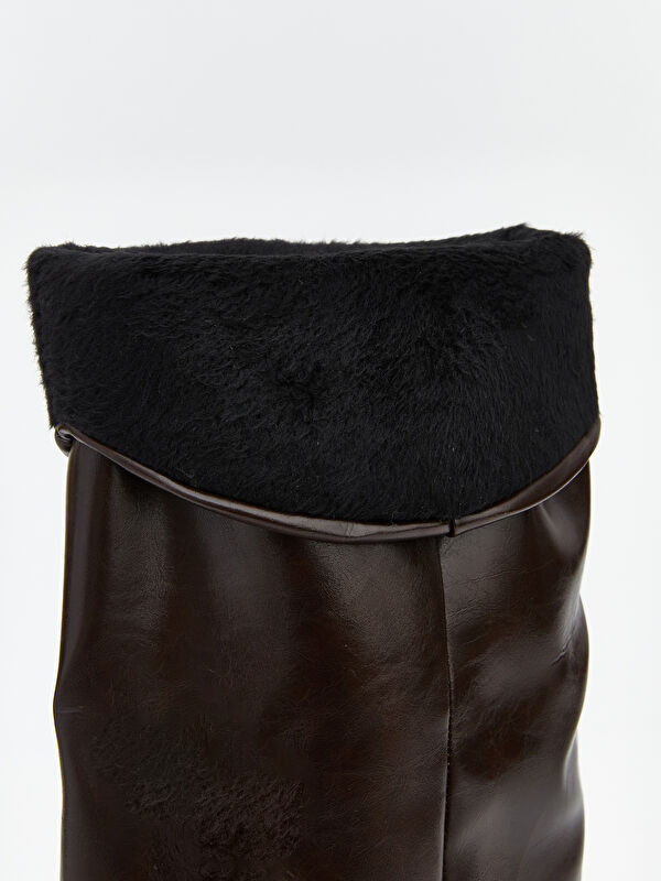 Deri Görünümlü Kadın Çizme - Görsel 7