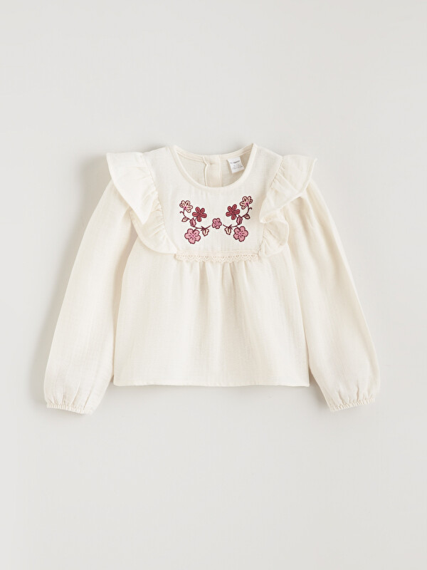 LCW Kids Bebe Yaka Çiçekli Müslin Kız Çocuk Bluz - W5N625Z1-FRC