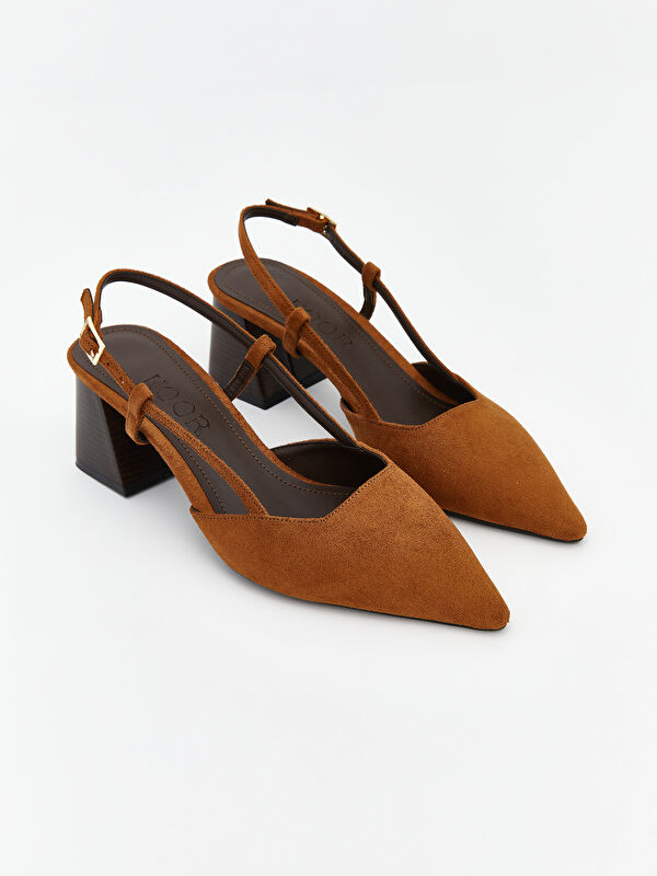 Süet Görünümlü Kadın Topuklu Ayakkabı - Görsel 2