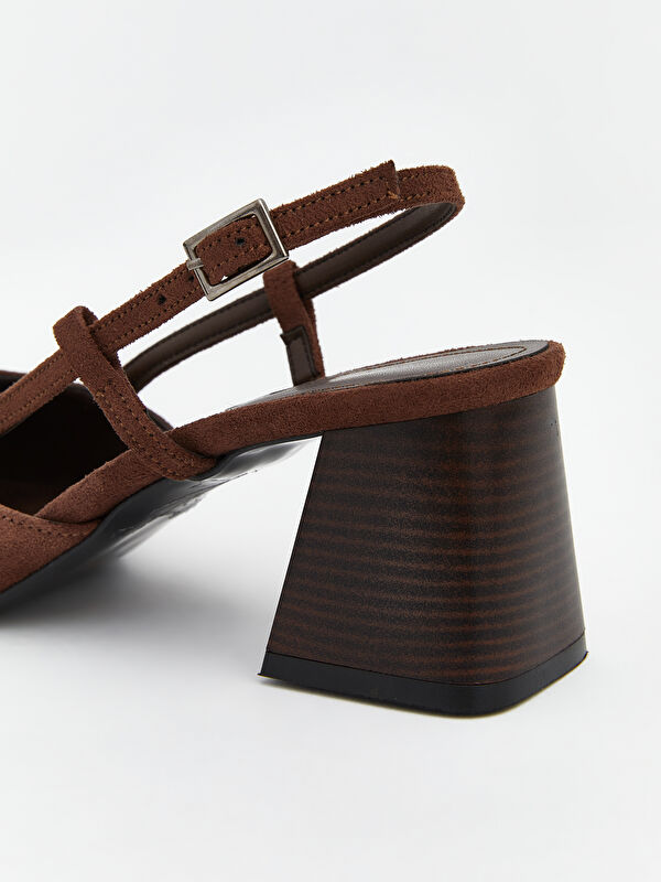 Süet Görünümlü Kadın Topuklu Ayakkabı - Görsel 6