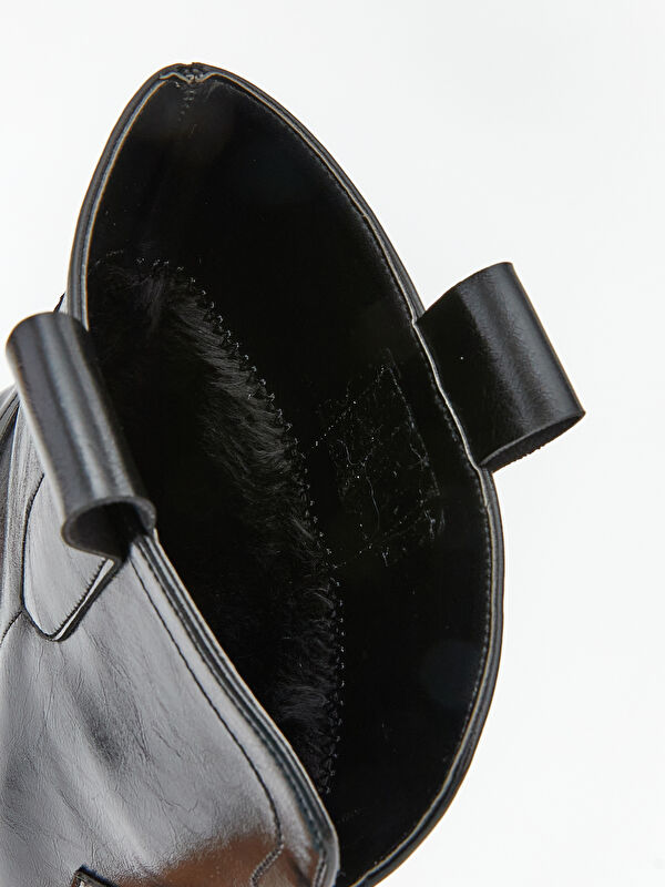 Deri Görünümlü Kadın Topuklu Bot - Görsel 8