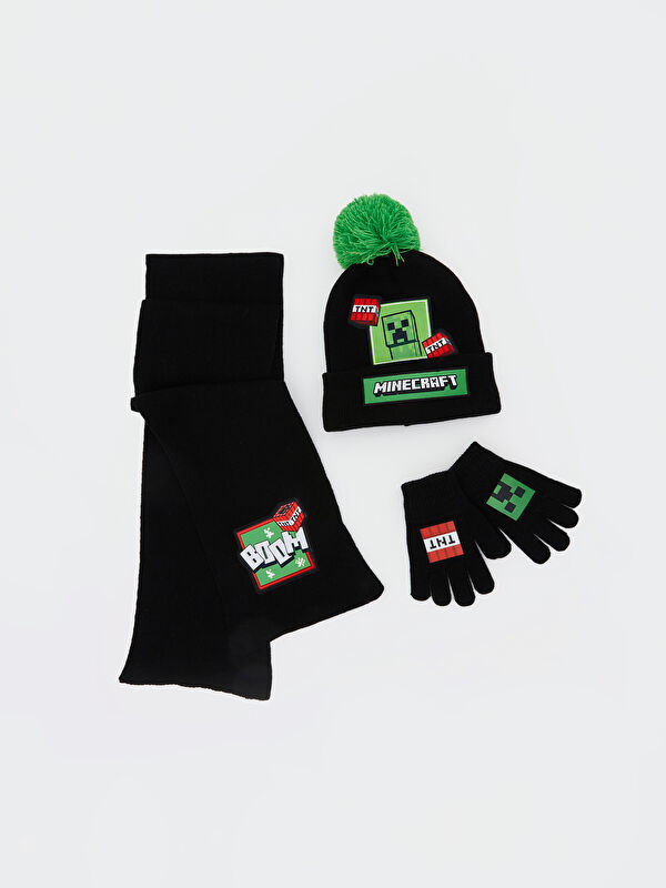 LCW ACCESSORIES Minecraft Bedrucktes Schal-, Mützen- und Handschuh-Set für Jungen