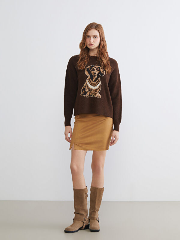 XSIDE Zippered Waist Suede Mini Skirt