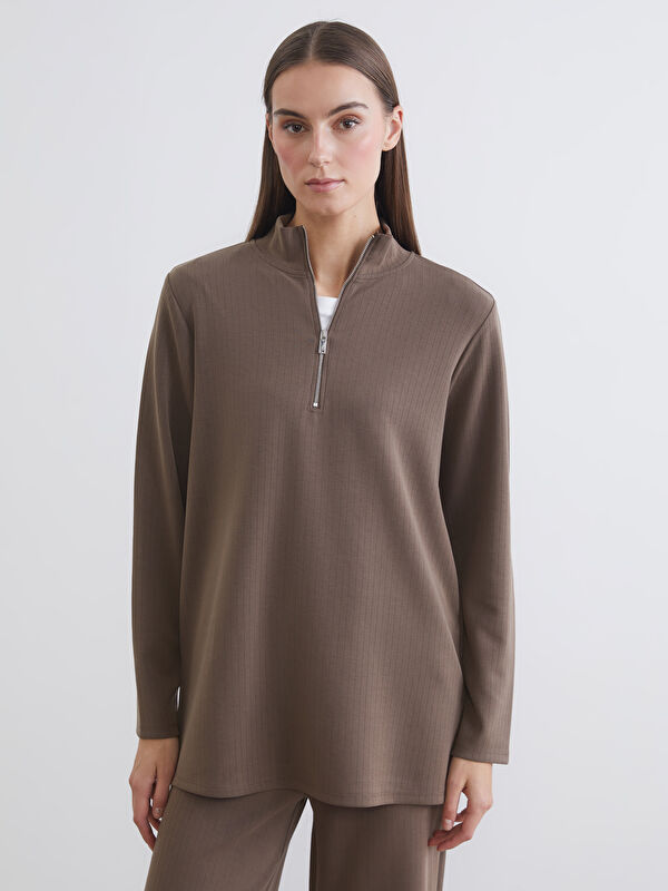 LCW EVERYDAY Dik Yaka Çizgili Oversize Kadın Tişört