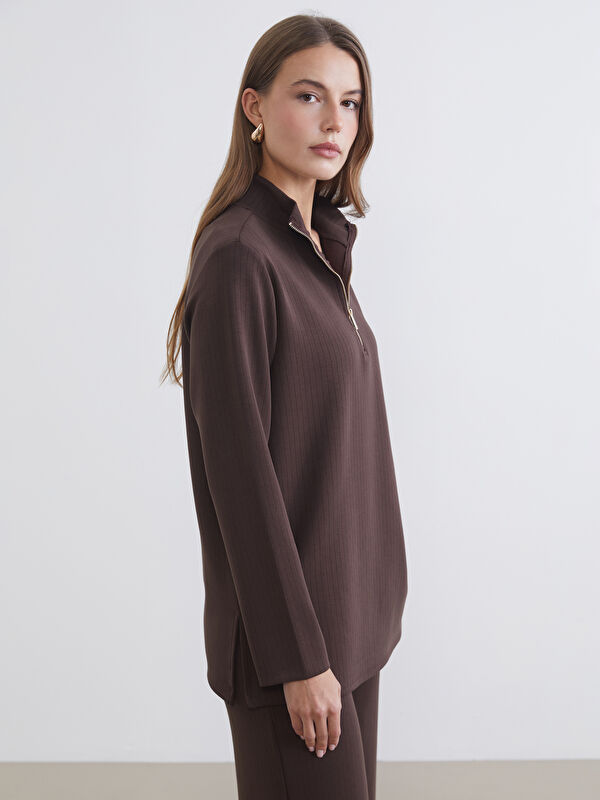 LCW EVERYDAY Dik Yaka Çizgili Oversize Kadın Tişört