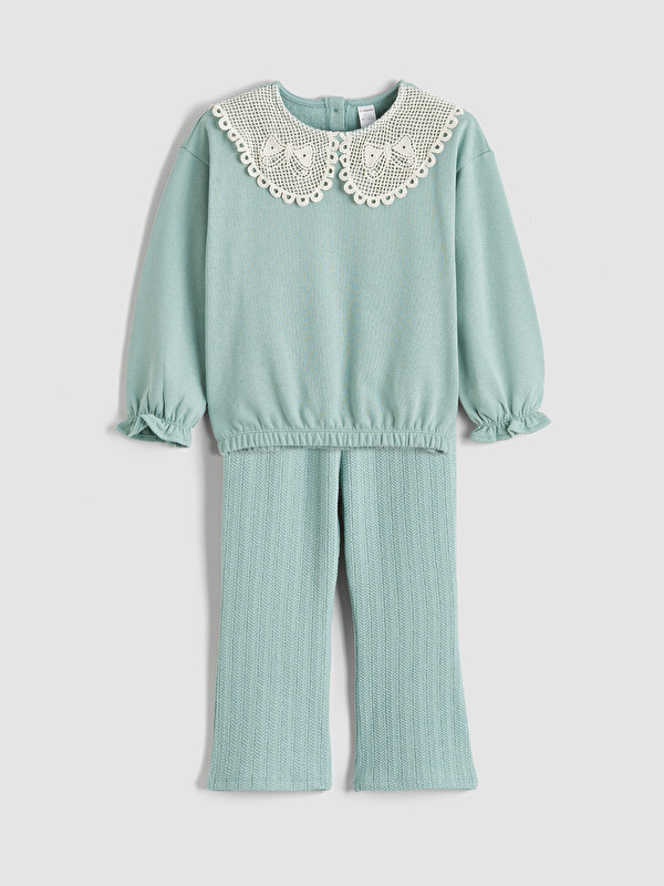 LCW Kids Peter Pan Collar Girls' Sweatshirt and Leggings