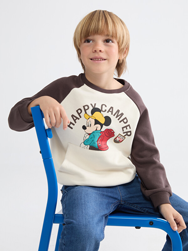 LCW Kids Mickey Mouse Printed Boys' Thick Sweatshirt