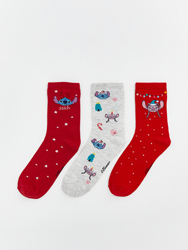 LCW Kids Stitch Desenli Kız Çocuk Soket Çorap 3'lü
