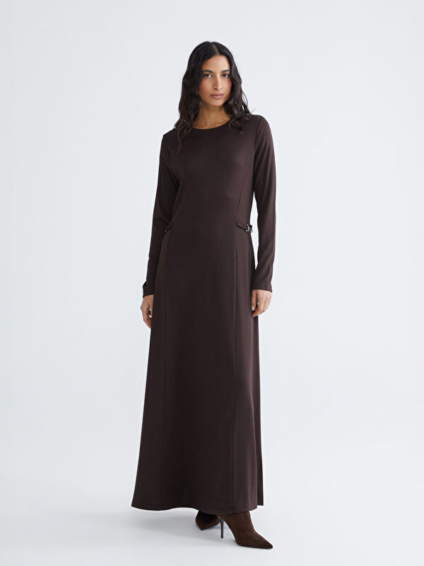 LCW Modest Bisiklet Yaka Beli Kemerli Elbise