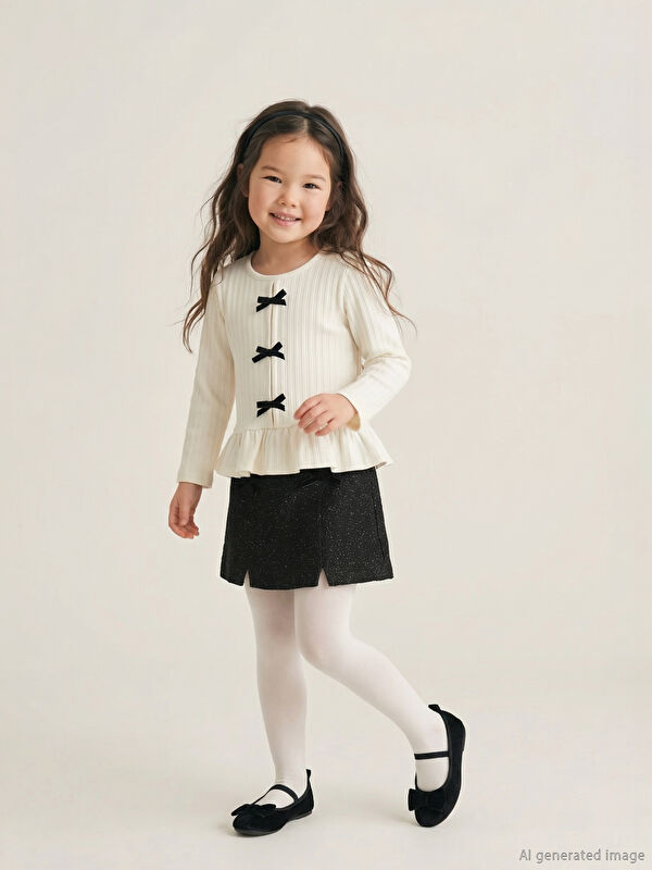 LCW Kids Beli Lastikli Kız Çocuk Şort Etek ve Külotlu Çorap