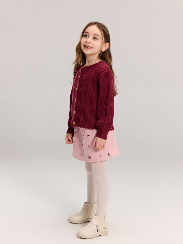 LCW Kids Fiyonk Nakışlı Kız Çocuk Şort Etek ve Külotlu Çorap