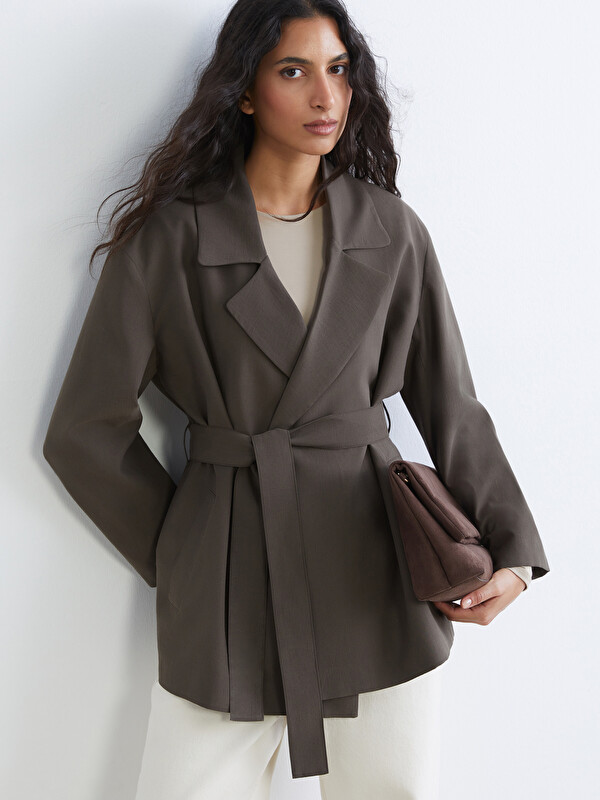 LCW Modest Kuşaklı Oversize Kadın Blazer Ceket