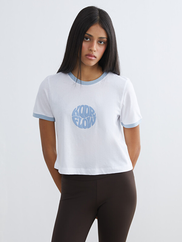 KOOR SPORT Bisiklet Yaka Baskılı Kadın Spor Tişört