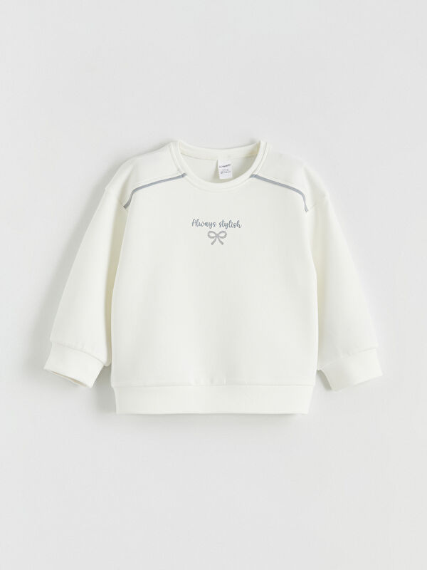 LCW Kids Crew Neck Soft Touch Girls' Sweatshirt