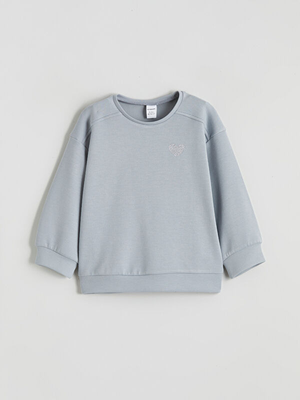 LCW Kids Crew Neck Soft Touch Girls' Sweatshirt