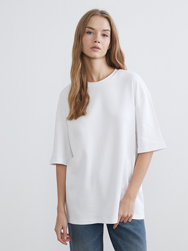 XSIDE Bisiklet Yaka Oversize Kadın Tişört