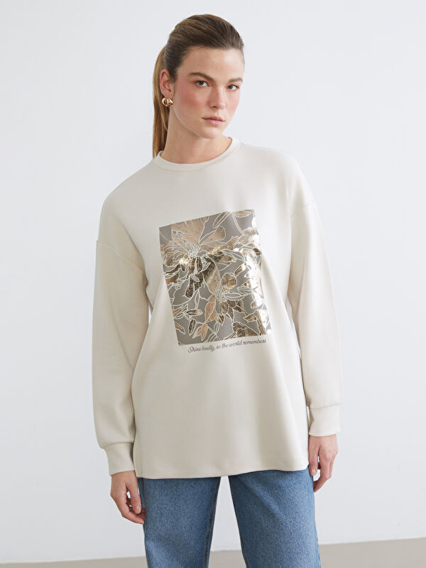 LCW EVERYDAY Bisiklet Yaka Oversize Kadın Sweatshirt Tunik