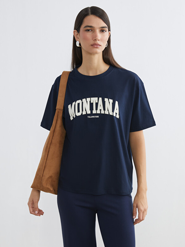 LCW Vision Crew Neck Printed Oversize Women's T-Shirt