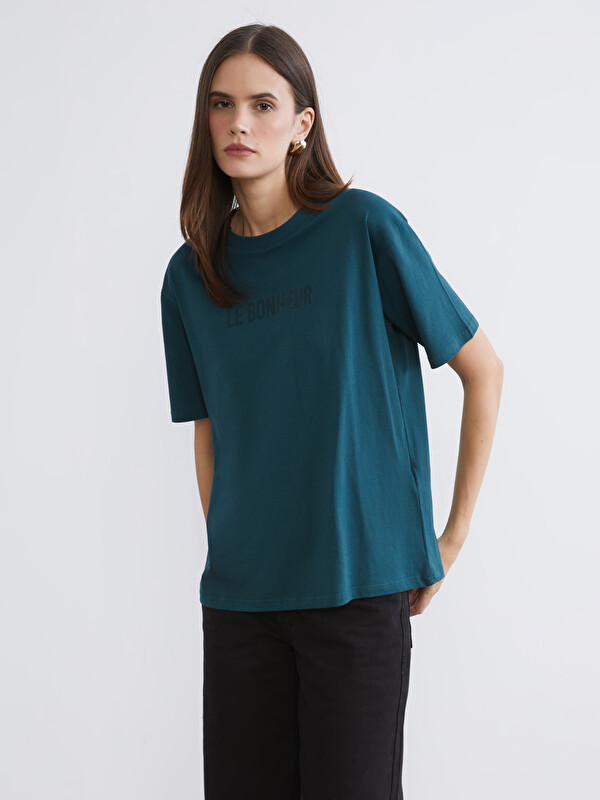 LCW Vision Crew Neck Printed Oversize Women's T-Shirt