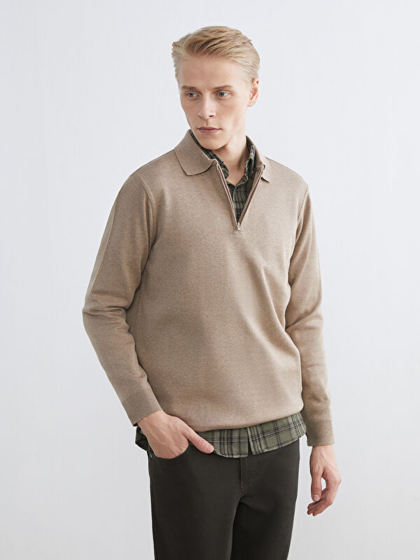 LCWAIKIKI Classic Polo Yaka Erkek Sweatshirt