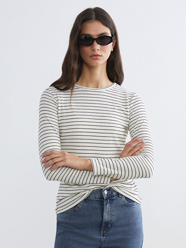 LCW EVERYDAY Crew Neck Striped Women's Body