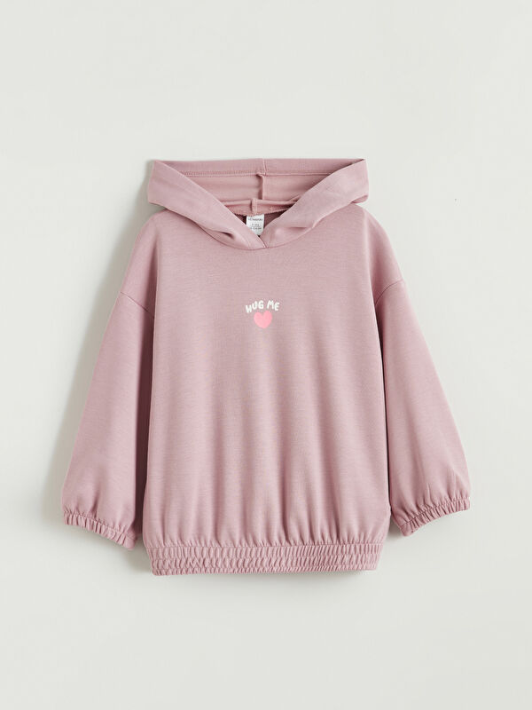 LCW Kids Hooded Printed Girls' Sweatshirt