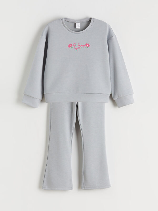 LCW Kids Bisiklet Yaka Kız Çocuk Sweatshirt ve Eşofman Altı