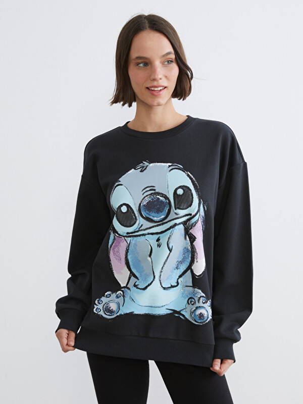 XSIDE Stitch Baskılı Oversize Kadın Kalın Sweatshirt
