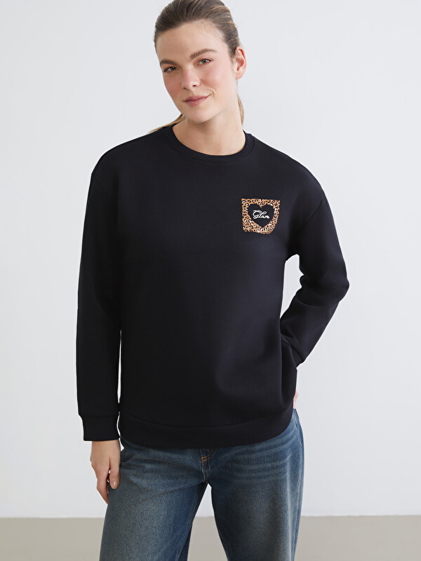LCW Comfort Baskılı Oversize Kadın Kalın Sweatshirt