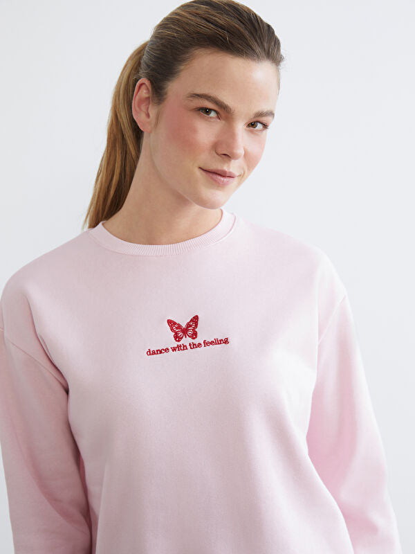 LCW Comfort Nakışlı Oversize Kadın Kalın Sweatshirt