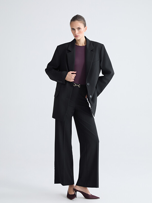 LCW Vision Krep Kadın Blazer Ceket - W5NF12Z8-CVL | LCW