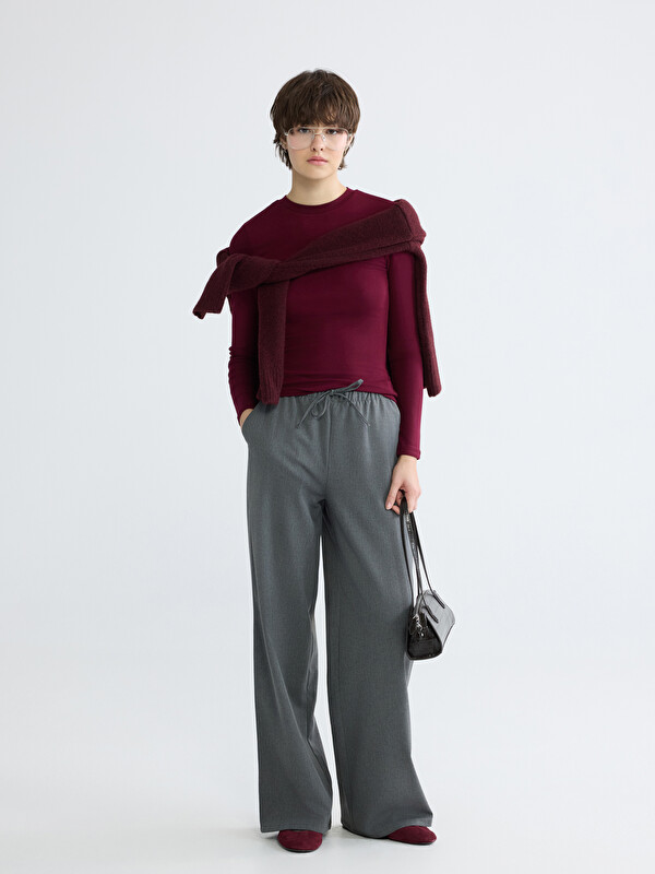 XSIDE Elastic Waist Wide Leg Women's Trousers