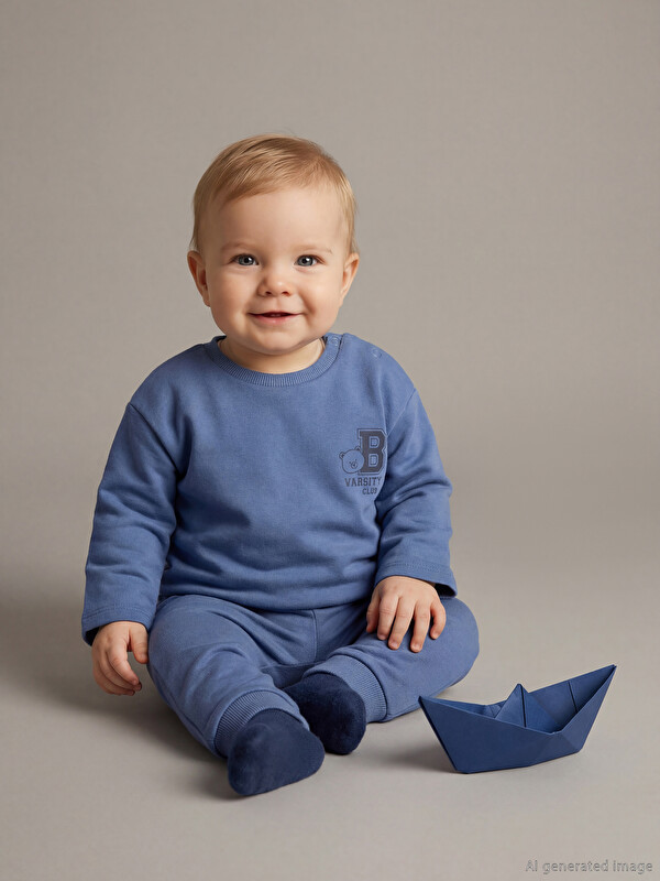 LCW baby Bisiklet Yaka Erkek Bebek Pijama Takımı