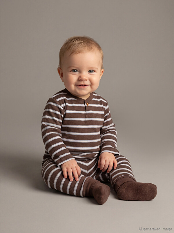 LCW baby طقم بيجاما أولاد صغار مخطط بكول مدور