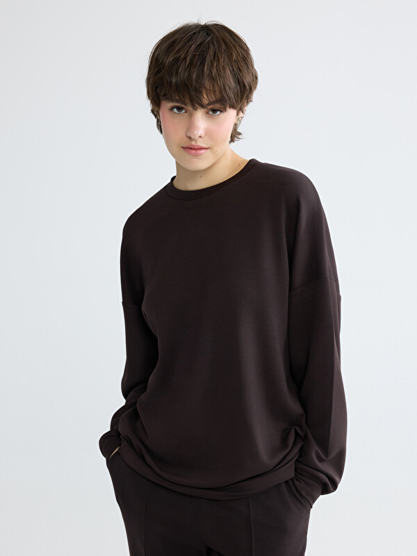XSIDE Bisiklet Yaka Oversize Kadın Sweatshirt
