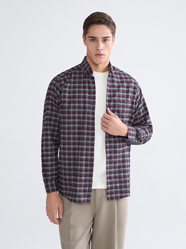 LCWAIKIKI Classic Regular Fit Uzun Kollu Ekose Gabardin Erkek Gömlek