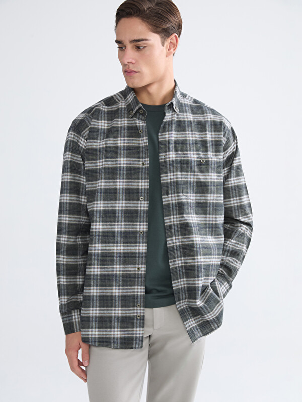 LCWAIKIKI Classic Regular Fit Uzun Kollu Ekose Gabardin Erkek Gömlek