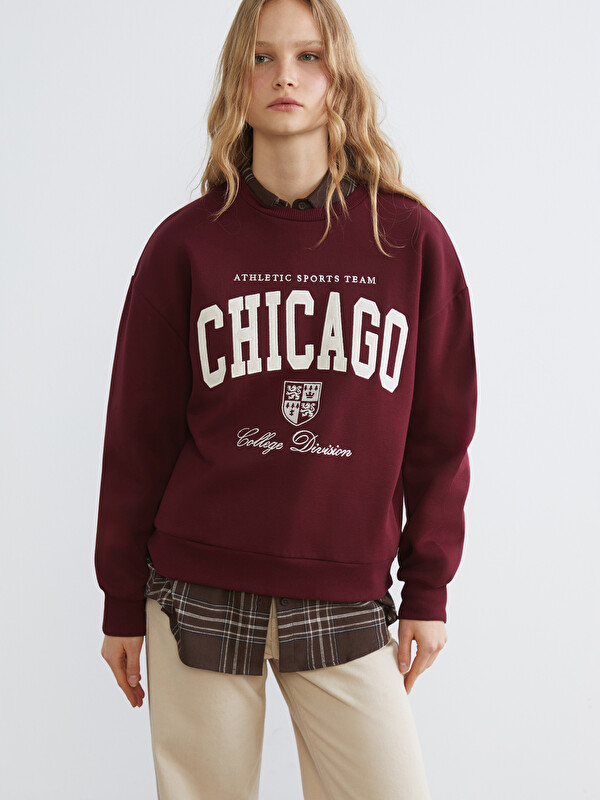 XSIDE Chicago Printed Oversize Women's Thick Sweatshirt