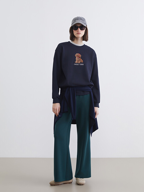 XSIDE Nakışlı Oversize Kadın Kalın Sweatshirt