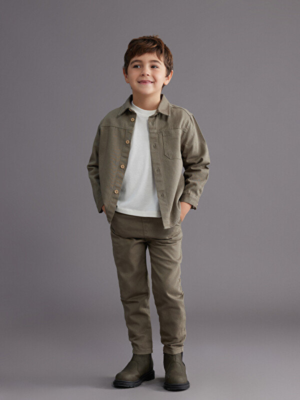 LCW Kids Basic Uzun Kollu Erkek Çocuk Gömlek ve Pantolon 2'li