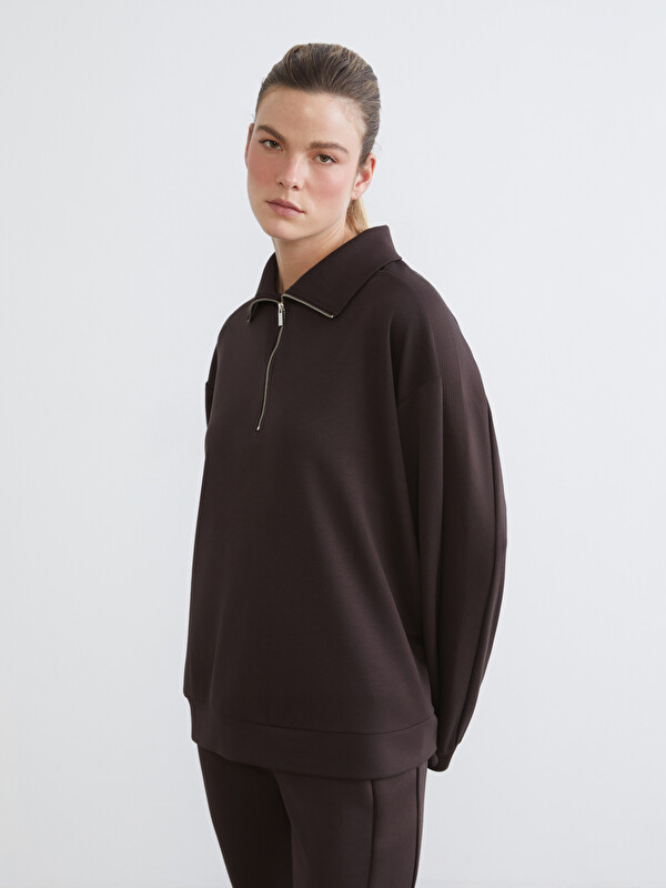 LCW Comfort Dik Yaka Kadın Kalın Sweatshirt