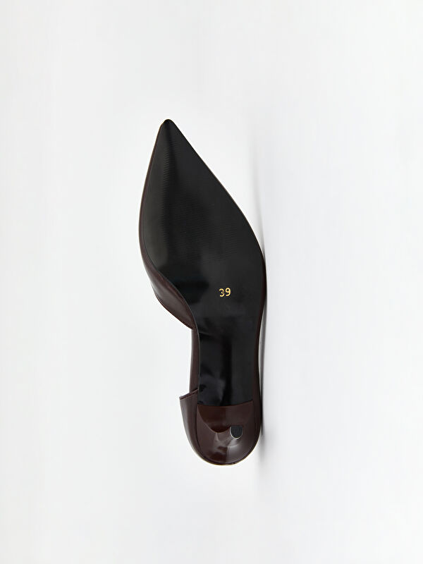 Deri Görünümlü Sivri Burun Kadın Topuklu Ayakkabı - Görsel 5