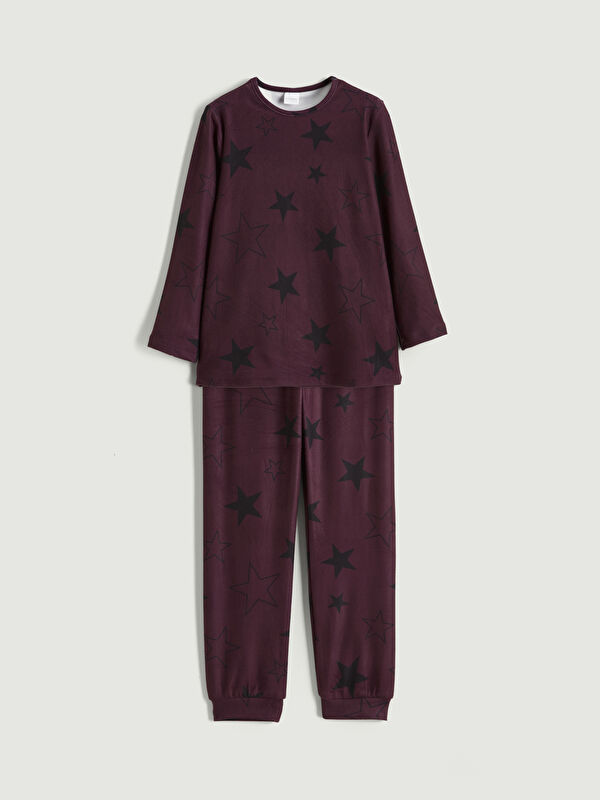 LCW Kids Bisiklet Yaka Baskılı Kız Çocuk Pijama Takımı