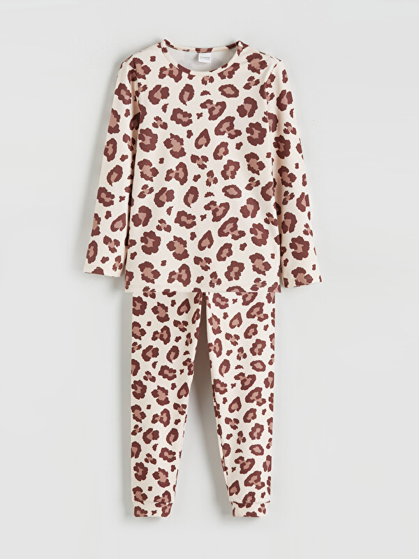 LCW Kids Leopar Desenli Kız Çocuk Pijama Takımı