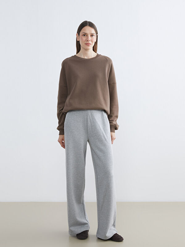 LCW EVERYDAY Elasticated Waist Wide Leg Women's Sweatpants